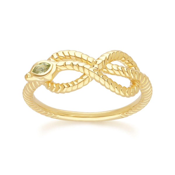 gemondo ECFEW™ Peridot Winding Snake Ring in Gold Plated Sterling Silver