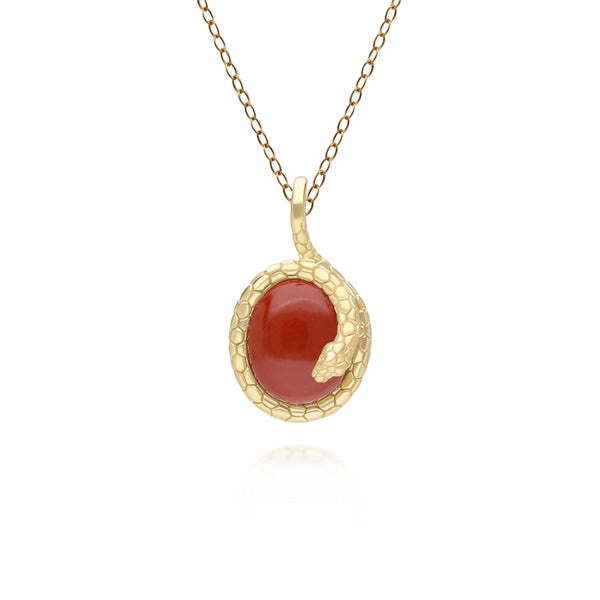 gemondo ECFEW™ Red Jasper Winding Snake Pendant Necklace In Gold Plated Sterling Silver