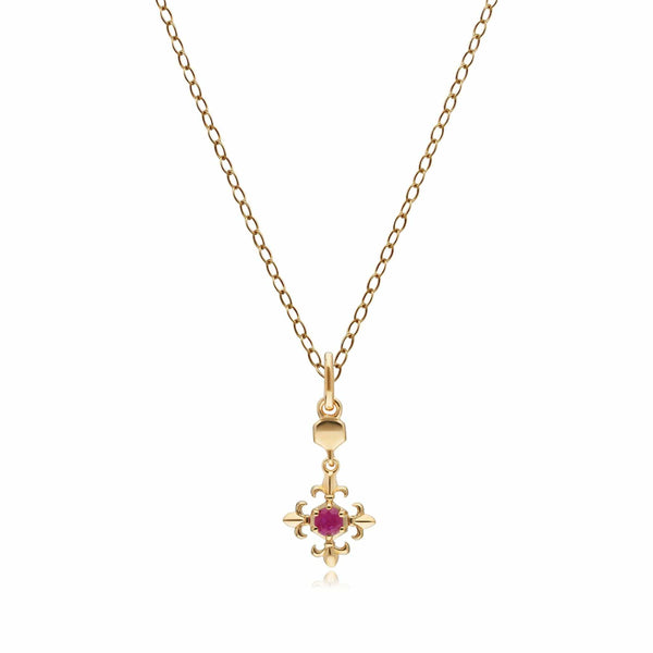 gemondo ECFEW™ Ruby Fleur De Lis Pendant Necklace In 9ct Yellow Gold