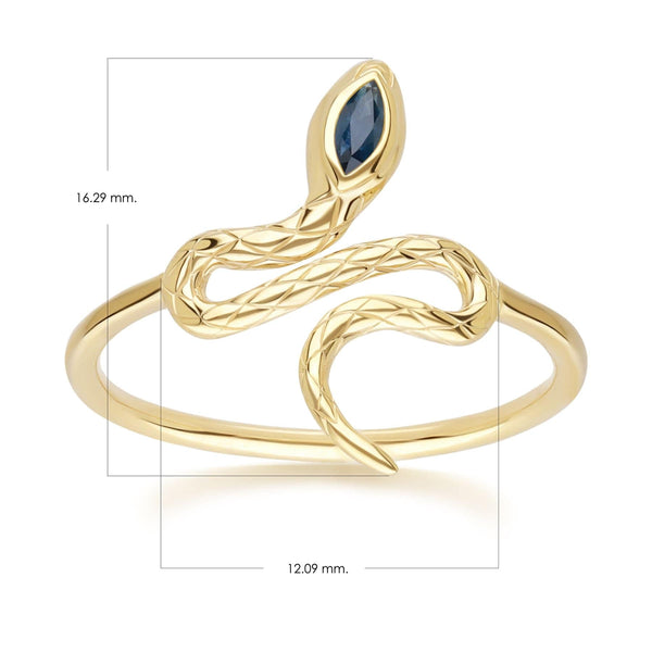 Gemondo ECFEW™ Sapphire Winding Snake Ring In 9ct Yellow Gold