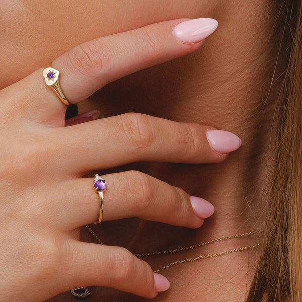 Gemondo ECFEW™ 'The Liberator' Amethyst Heart Ring In 9ct Yellow Gold
