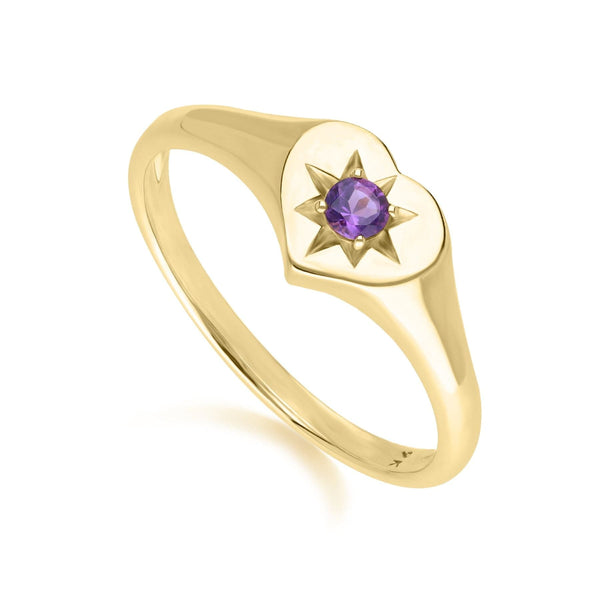 Gemondo ECFEW™ 'The Liberator' Amethyst Heart Ring In 9ct Yellow Gold
