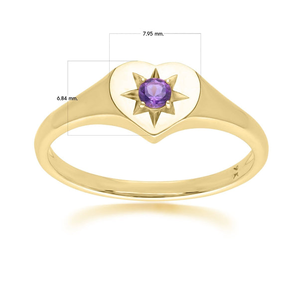 Gemondo ECFEW™ 'The Liberator' Amethyst Heart Ring In 9ct Yellow Gold