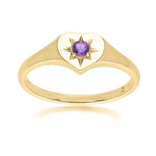 gemondo ECFEW™ 'The Liberator' Amethyst Heart Ring in 9ct Yellow Gold