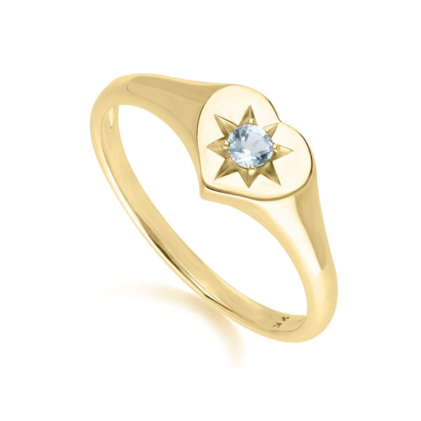 Gemondo ECFEW™ 'The Liberator' Blue Topaz Heart Ring In 9ct Yellow Gold