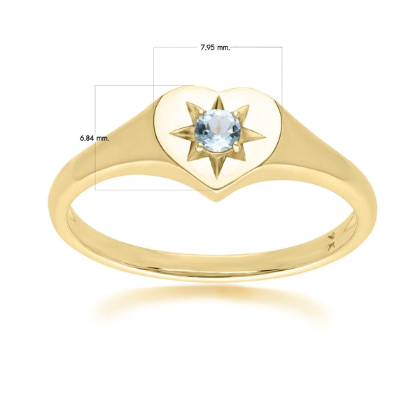 Gemondo ECFEW™ 'The Liberator' Blue Topaz Heart Ring In 9ct Yellow Gold