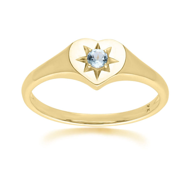 gemondo ECFEW™ 'The Liberator' Blue Topaz Heart Ring in 9ct Yellow Gold
