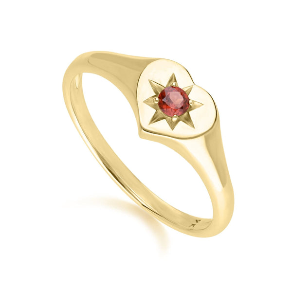 Gemondo ECFEW™ 'The Liberator' Garnet Heart Ring In 9ct Yellow Gold