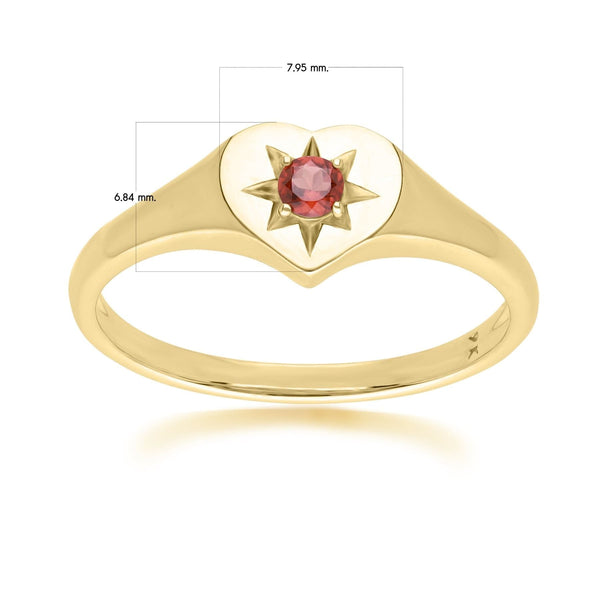 Gemondo ECFEW™ 'The Liberator' Garnet Heart Ring In 9ct Yellow Gold