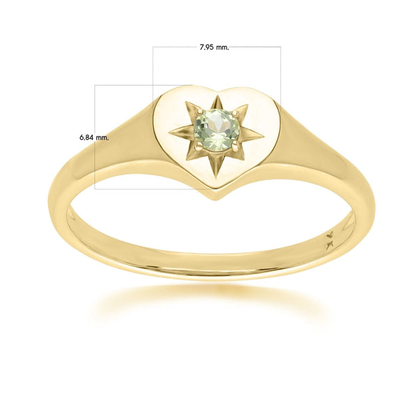 Gemondo ECFEW™ 'The Liberator' Peridot Heart Ring In 9ct Yellow Gold