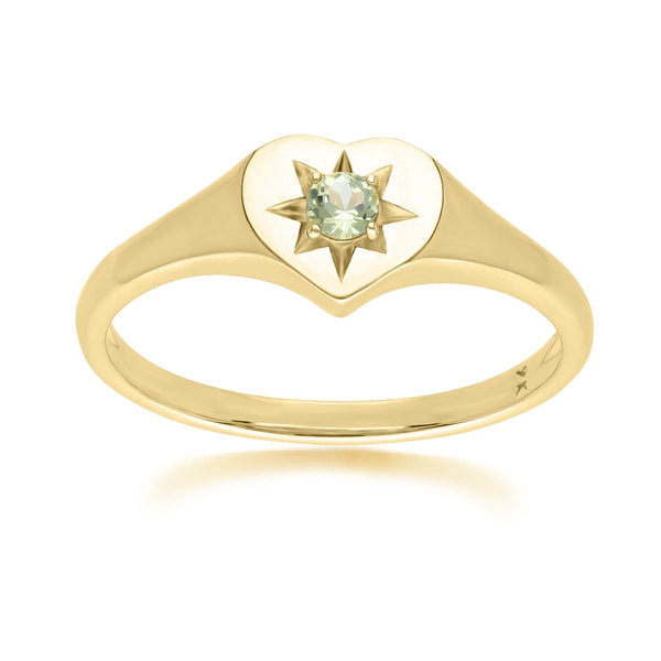 gemondo ECFEW™ 'The Liberator' Peridot Heart Ring in 9ct Yellow Gold