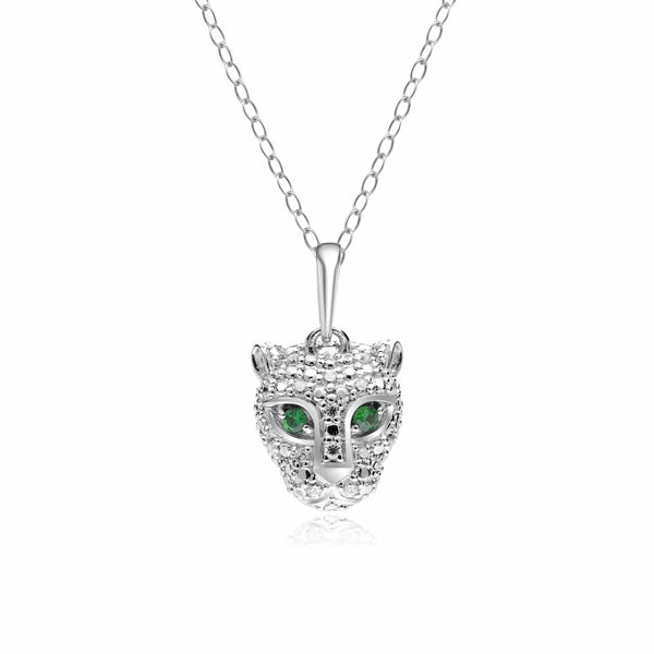 gemondo ECFEW™ 'The Unifier' Tsavorite & Diamond Cheetah Pendant in 9ct White Gold