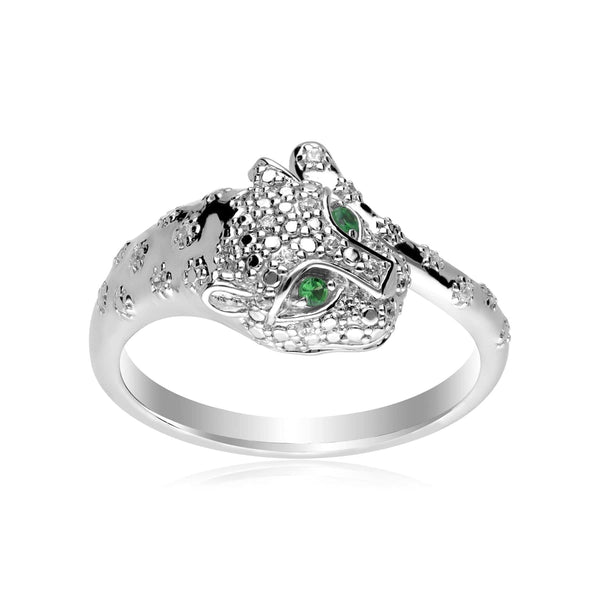 Gemondo ECFEW™ 'The Unifier' Tsavorite & Diamond Cheetah Ring In 9ct White Gold