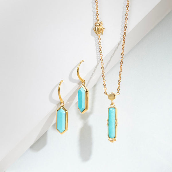 Gemondo ECFEW™ Turquoise Talisman Necklace In Gold Plated Sterling Silver