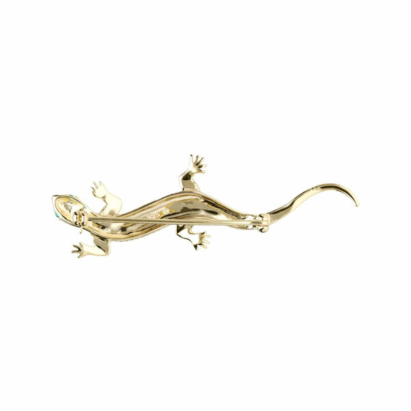 Gemondo Emerald & Marcasite Gecko Brooch In 18ct Gold Plated Silver