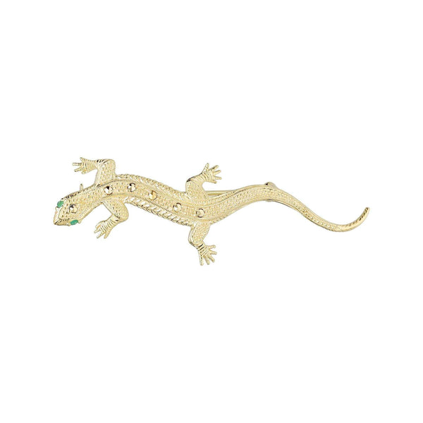 gemondo Emerald & Marcasite Gecko Brooch in 18ct Gold Plated Silver