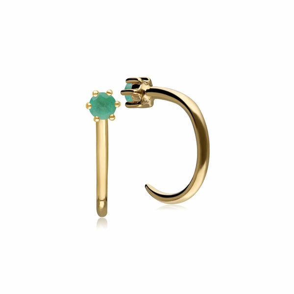 Gemondo Emerald Pull Through Hoop Earrings In 9ct Yellow Gold