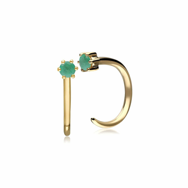 gemondo Emerald Pull Through Hoop Earrings in 9ct Yellow Gold