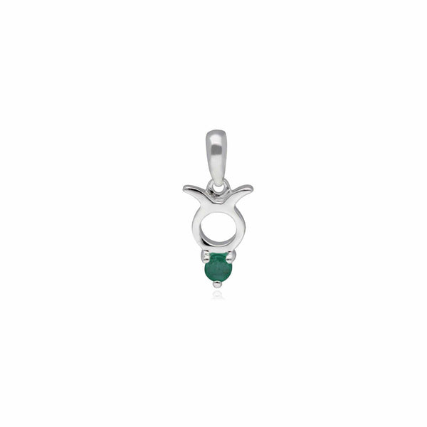 Gemondo Emerald Taurus Zodiac Charm Necklace In 9ct White Gold