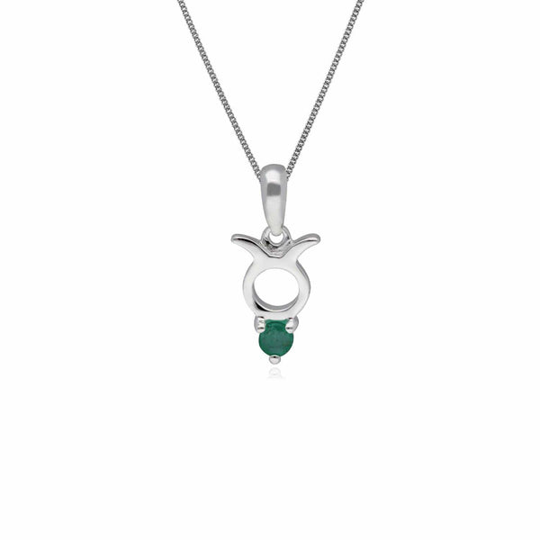 gemondo Emerald Taurus Zodiac Charm Necklace in 9ct White Gold