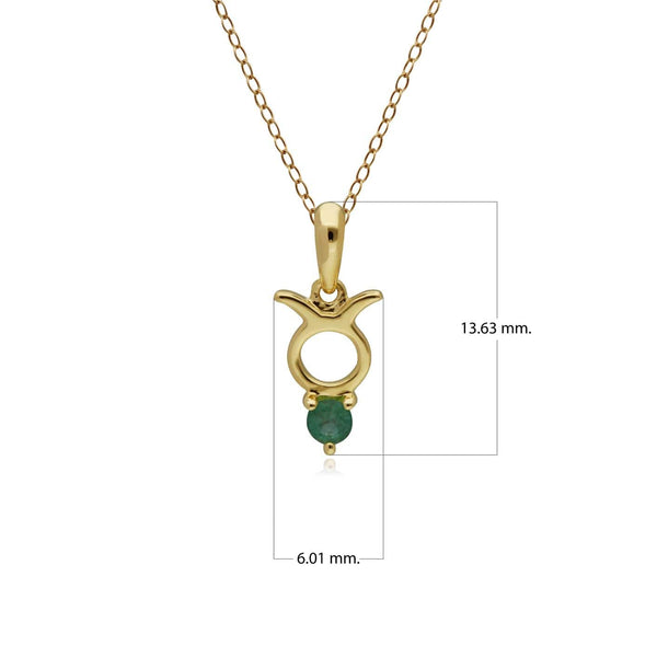 Gemondo Emerald Taurus Zodiac Charm Necklace In 9ct Yellow Gold