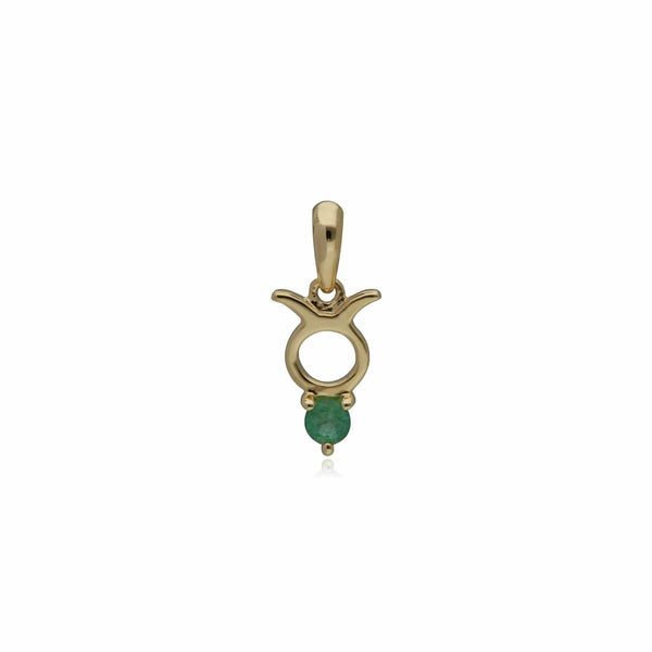 Gemondo Emerald Taurus Zodiac Charm Necklace In 9ct Yellow Gold