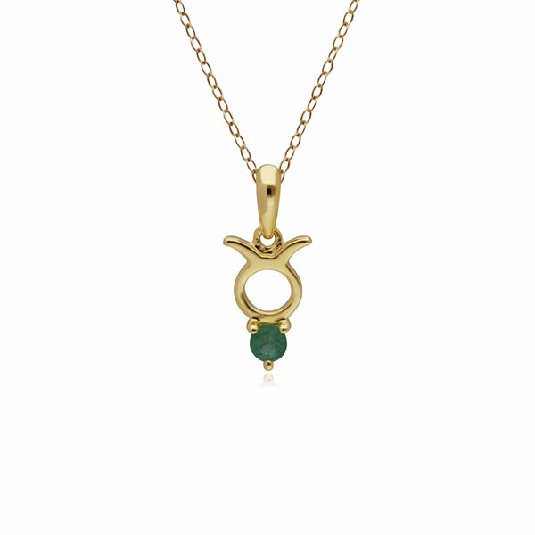 gemondo Emerald Taurus Zodiac Charm Necklace in 9ct Yellow Gold