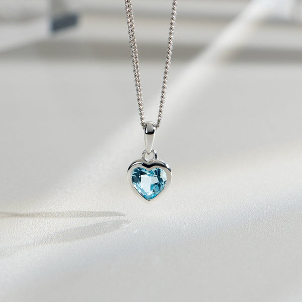 Gemondo Essential Heart Shaped Blue Topaz Pendant In 925 Sterling Silver