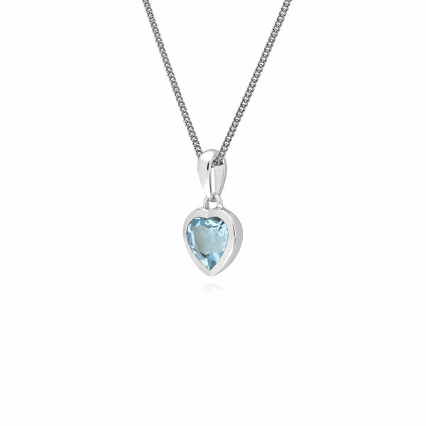 Gemondo Essential Heart Shaped Blue Topaz Pendant In 925 Sterling Silver