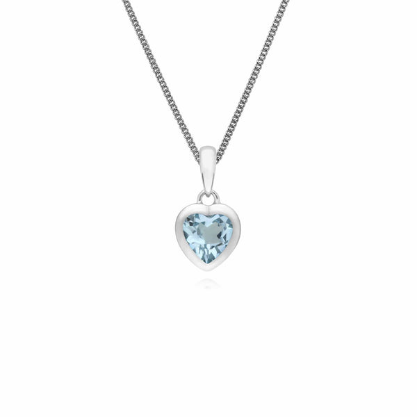 gemondo Essential Heart Shaped Blue Topaz Pendant in 925 Sterling Silver