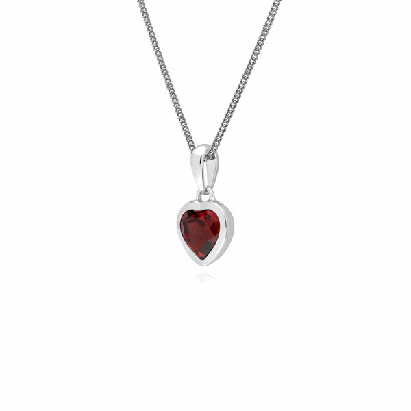 Gemondo Essential Heart Shaped Garnet Pendant In 925 Sterling Silver