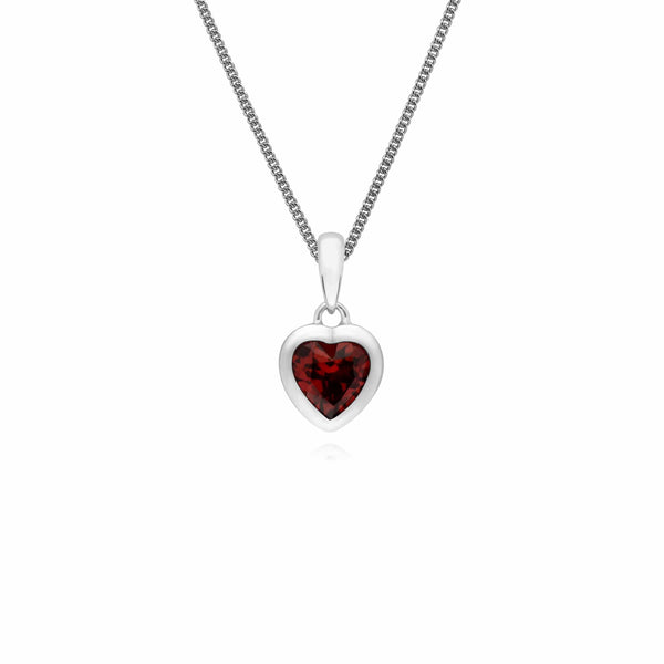gemondo Essential Heart Shaped Garnet Pendant in 925 Sterling Silver