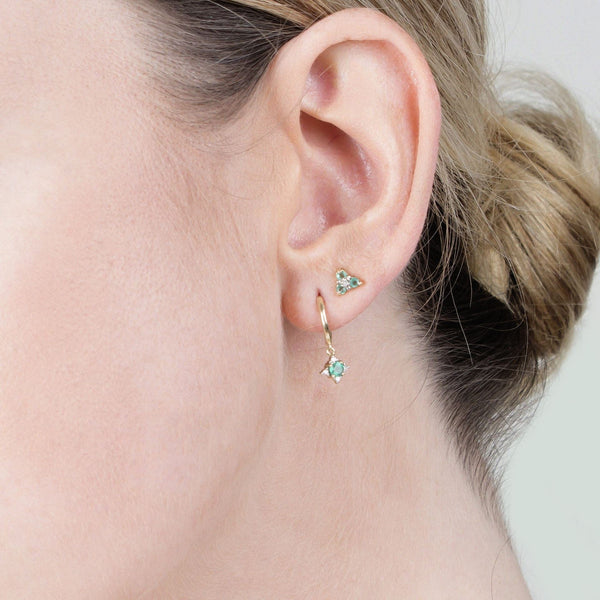 Gemondo Floral Round Emerald & Diamond Cluster Stud Earrings In 9ct Yellow Gold