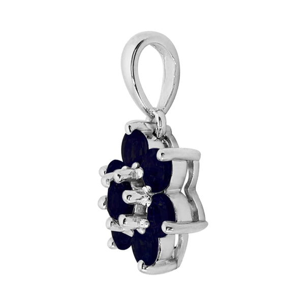 Gemondo Floral Round Sapphire Cluster Pendant In 925 Sterling Silver