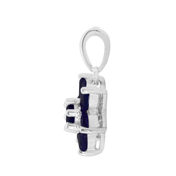 Gemondo Floral Round Sapphire Cluster Pendant In 925 Sterling Silver