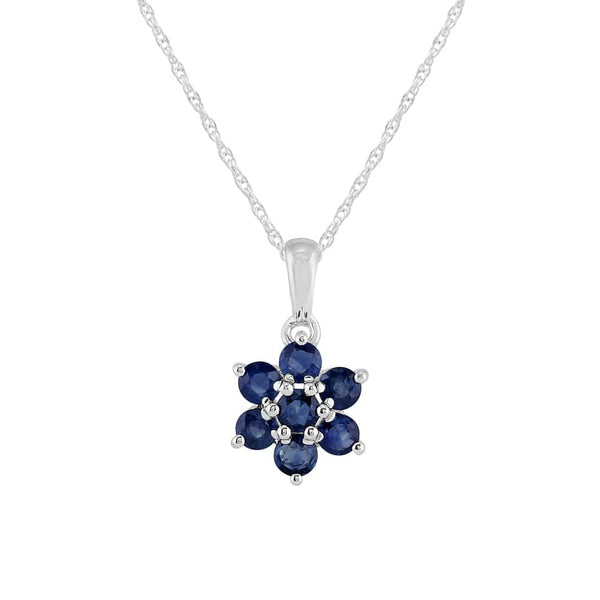 gemondo Floral Round Sapphire Cluster Pendant in 925 Sterling Silver