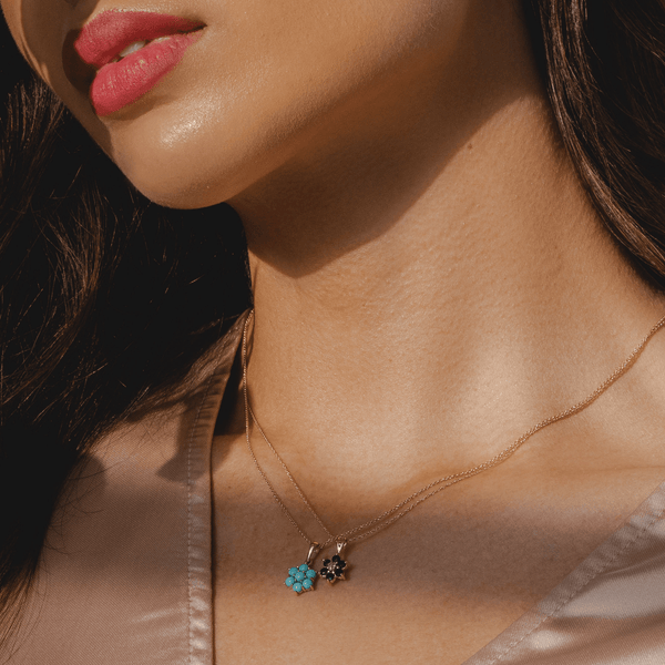 Gemondo Floral Round Sapphire & Diamond Cluster Pendant In 9ct Yellow Gold