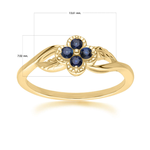Gemondo Floral Round Sapphire Ring In 9ct Yellow Gold