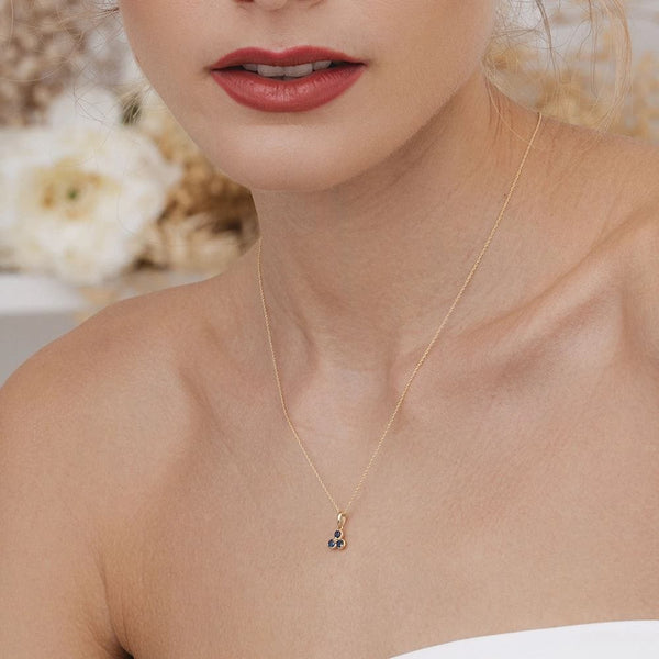 Gemondo Floral Sapphire Three Stone Pendant Necklace In 9ct Yellow Gold