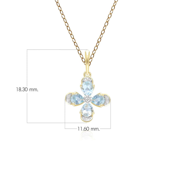 Gemondo Floral Topaz & Diamond Pendant Necklace In 9ct Yellow Gold