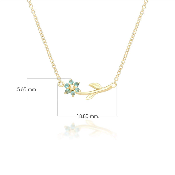 Gemondo Floral Vine Emerald Necklace In 9ct Yellow Gold