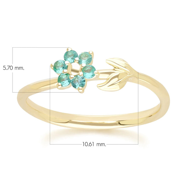 Gemondo Floral Vine Emerald Ring In 9ct Yellow Gold