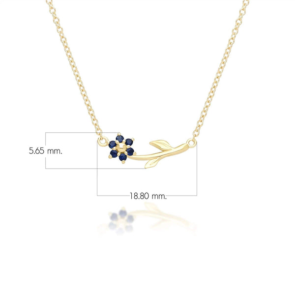 Gemondo Floral Vine Sapphire Necklace In 9ct Yellow Gold