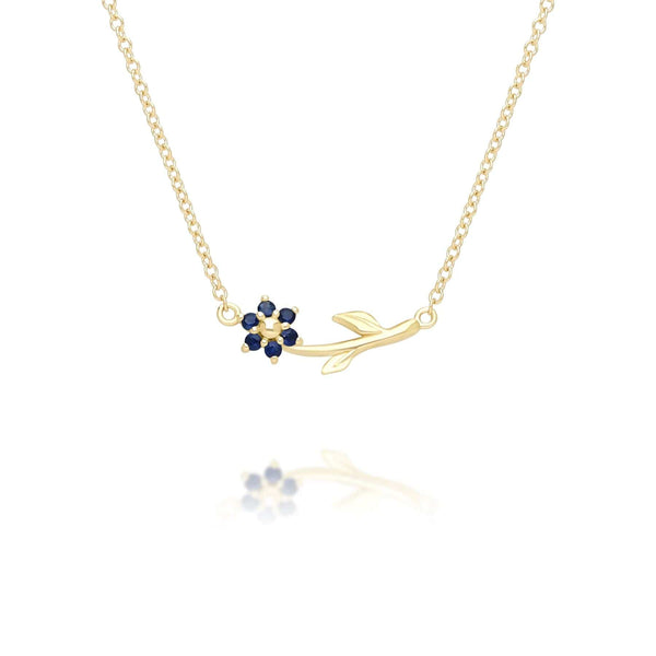 gemondo Floral Vine Sapphire Necklace in 9ct Yellow Gold