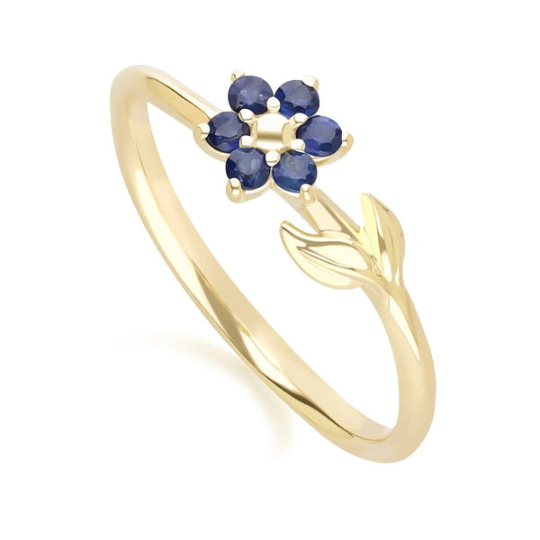 Gemondo Floral Vine Sapphire Ring In 9ct Yellow Gold
