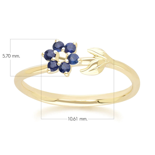Gemondo Floral Vine Sapphire Ring In 9ct Yellow Gold