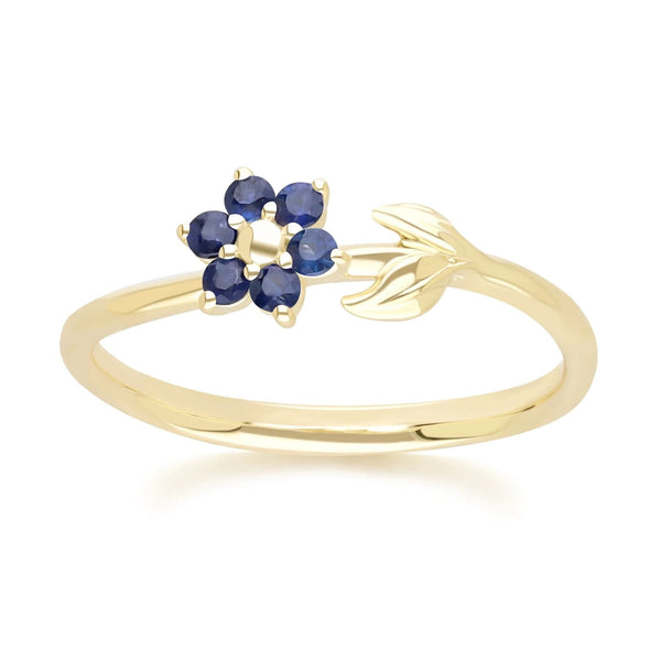 gemondo Floral Vine Sapphire Ring in 9ct Yellow Gold