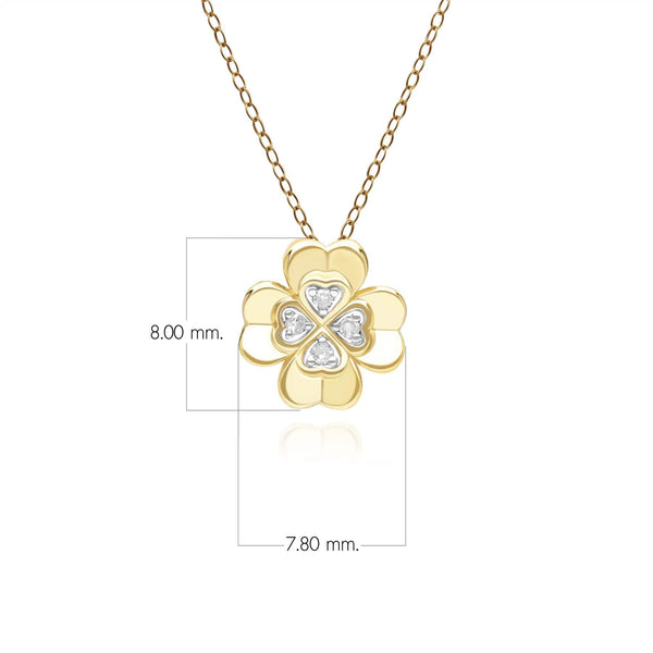 Gemondo Gardenia Diamond Clover Pendant Necklace In 9ct Yellow Gold