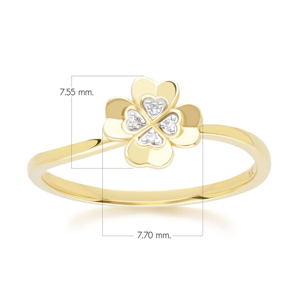 Gemondo Gardenia Diamond Clover Ring In 9ct Yellow Gold