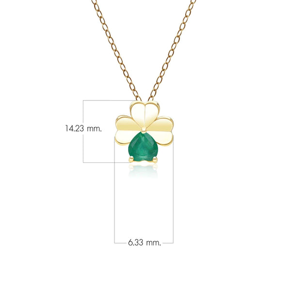 Gemondo Gardenia Emerald Clover Pendant Necklace In 9ct Yellow Gold